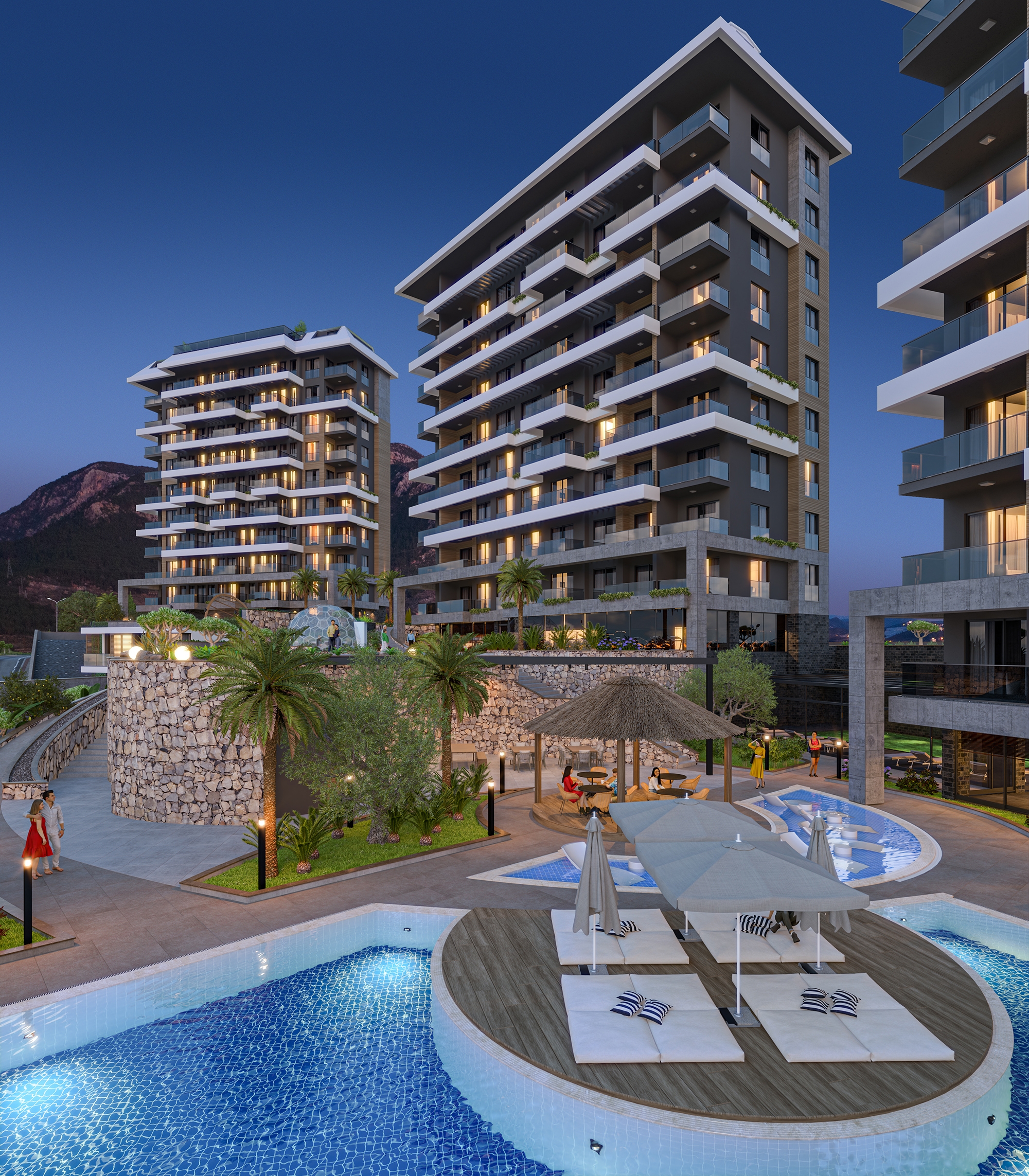 Luksuriøs 1+1 Lejlighed med Hav- og Slotsudsigt, Alanya-Kestel