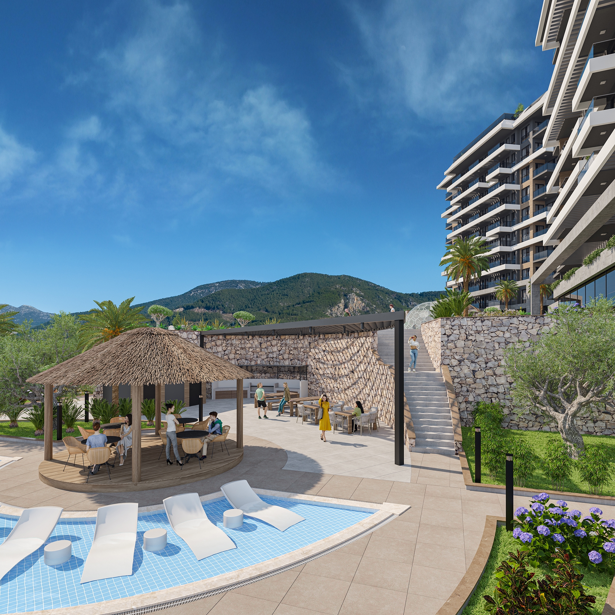 Luksuriøs 1+1 Lejlighed med Hav- og Slotsudsigt, Alanya-Kestel