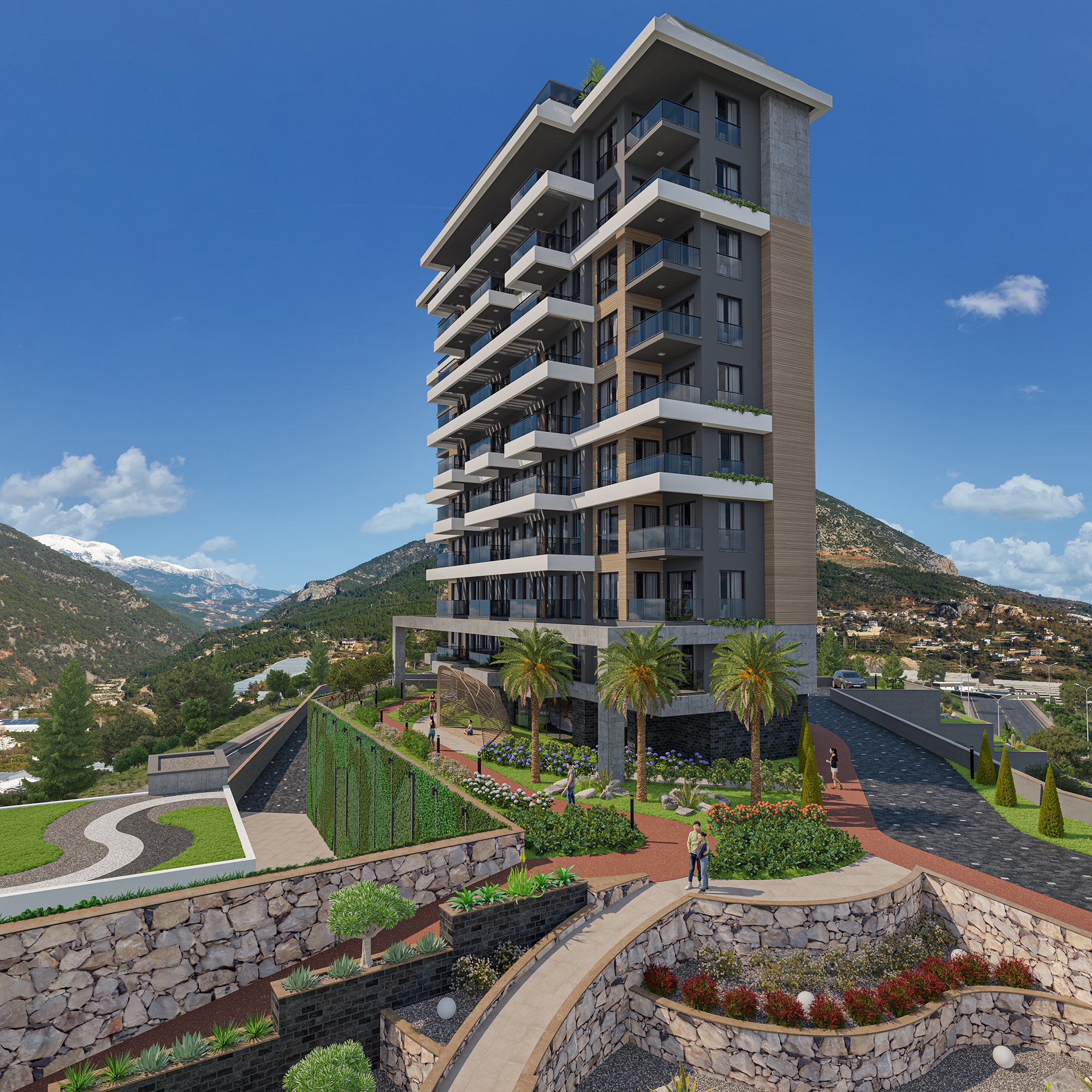 Luksuriøs 1+1 Lejlighed med Hav- og Slotsudsigt, Alanya-Kestel