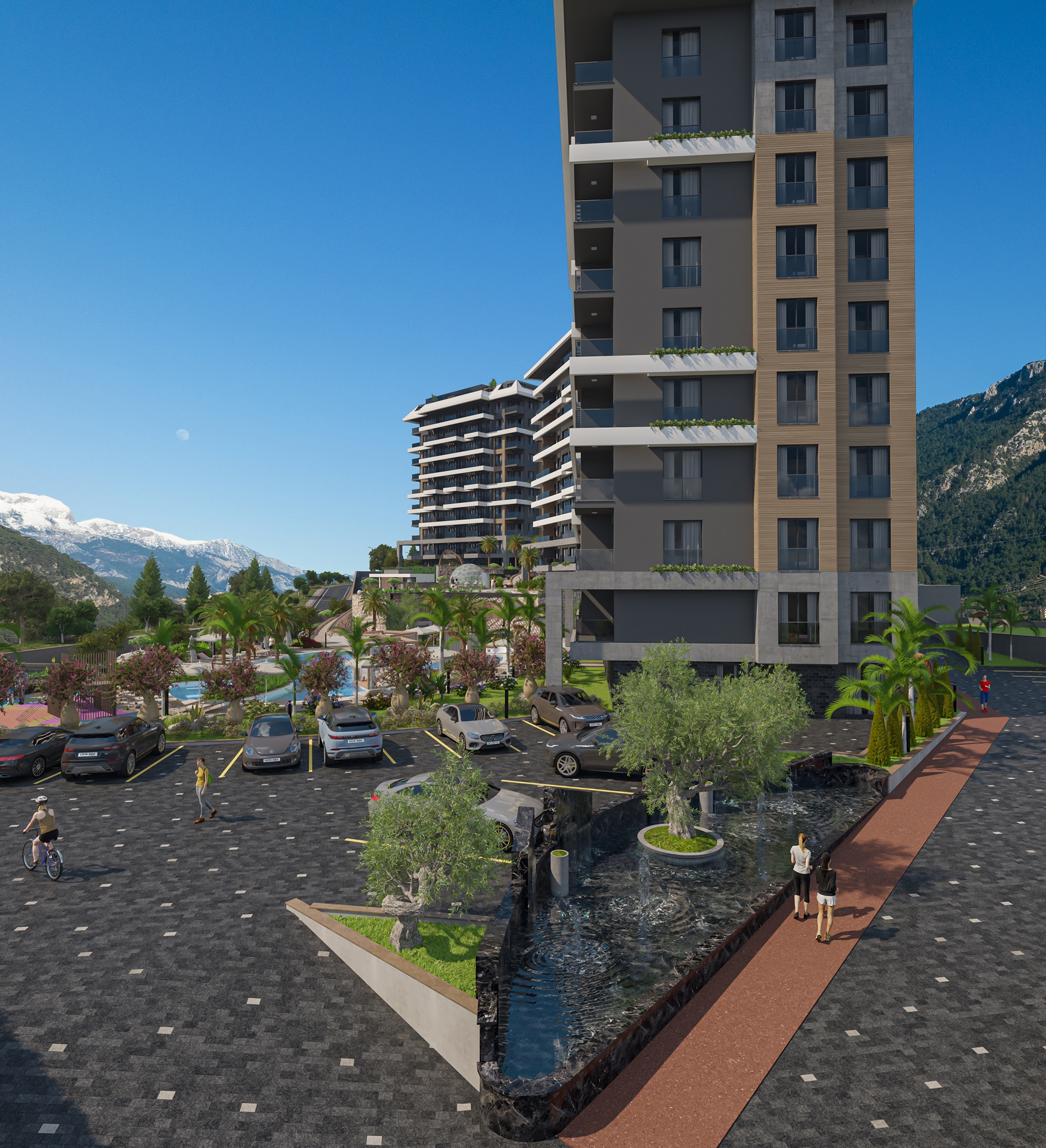 Luksuriøs 1+1 Lejlighed med Hav- og Slotsudsigt, Alanya-Kestel
