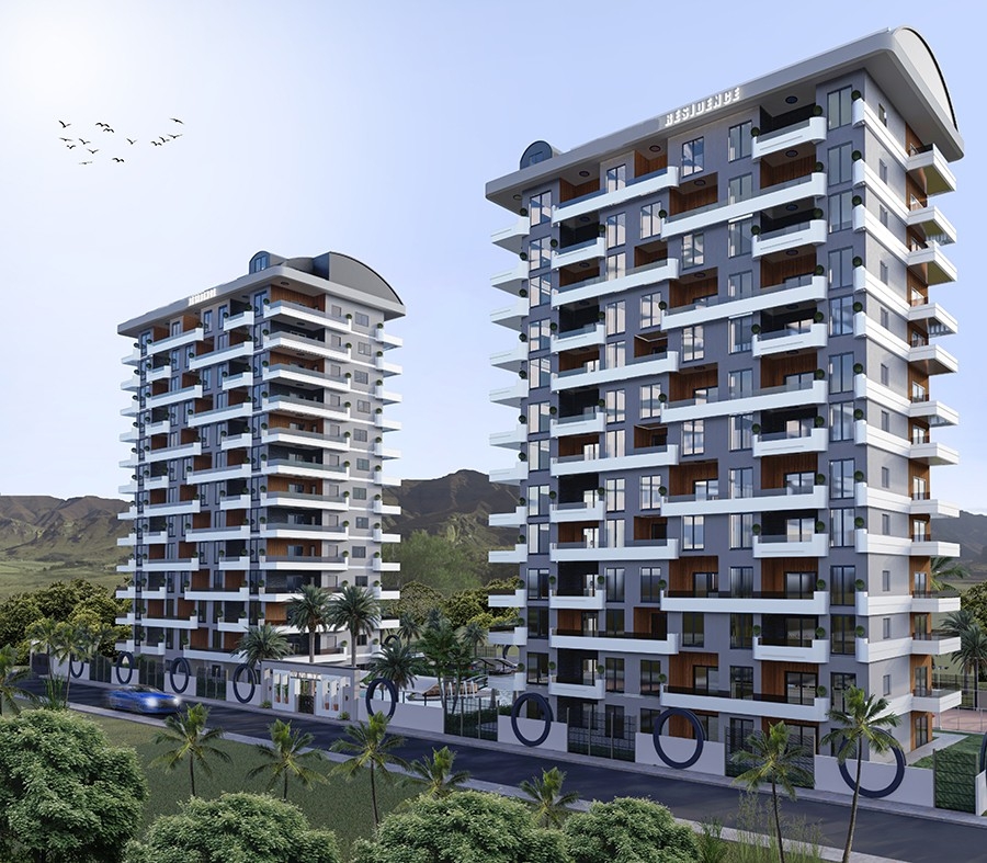Luxuriöses 1+1 Apartment mit Meerblick und Bergblick, Alanya
