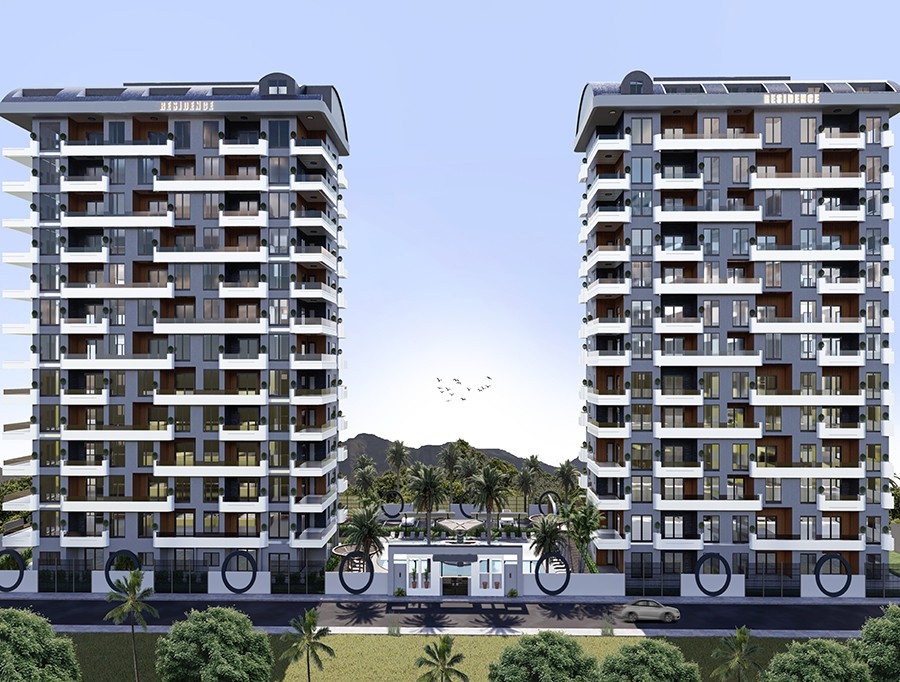 Luxuriöses 1+1 Apartment mit Meerblick und Bergblick, Alanya