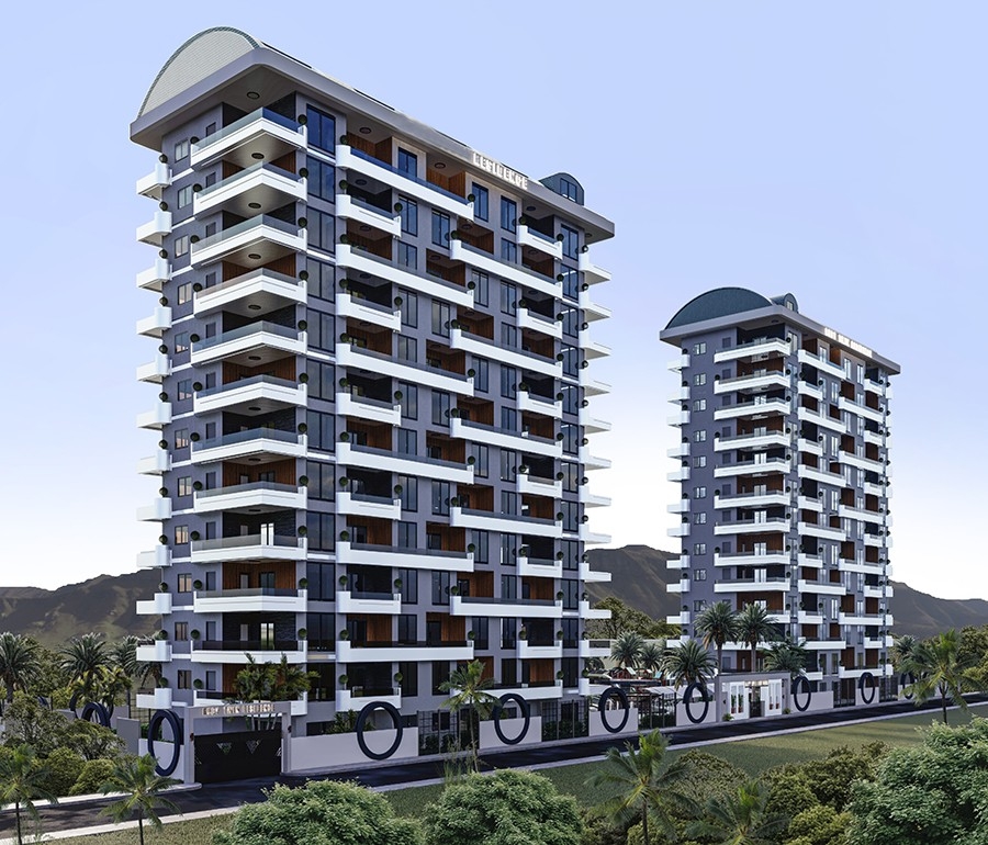Luxuriöses 1+1 Apartment mit Meerblick und Bergblick, Alanya