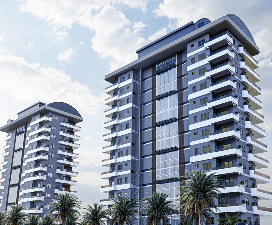 Luxuriöses 1+1 Apartment mit Meerblick und Bergblick, Alanya