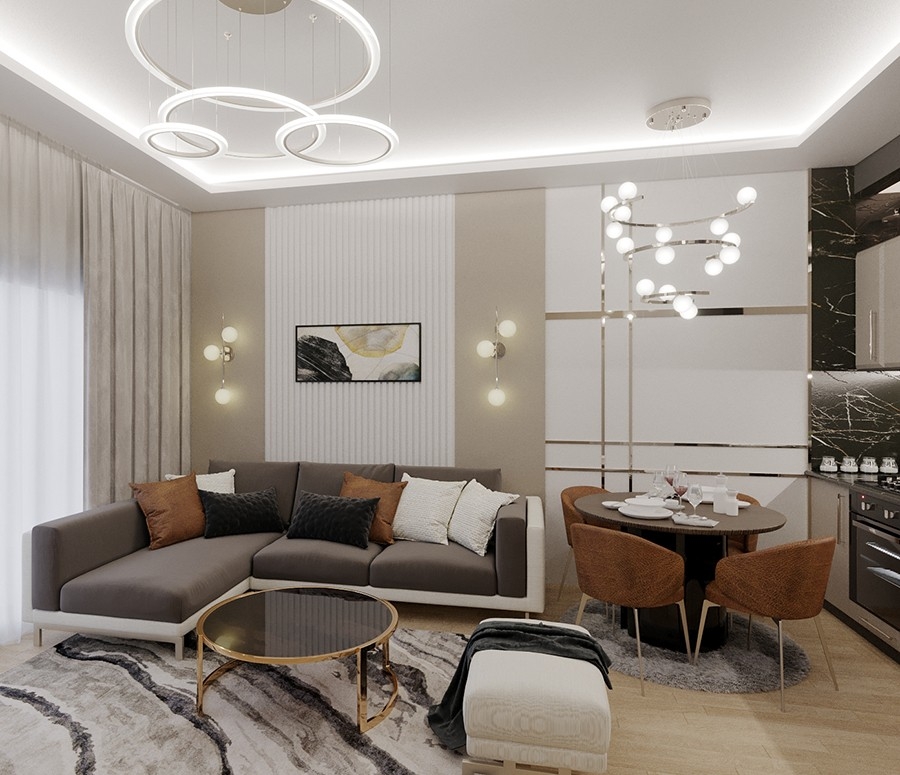 Luxuriöses 1+1 Apartment mit Meerblick und Bergblick, Alanya