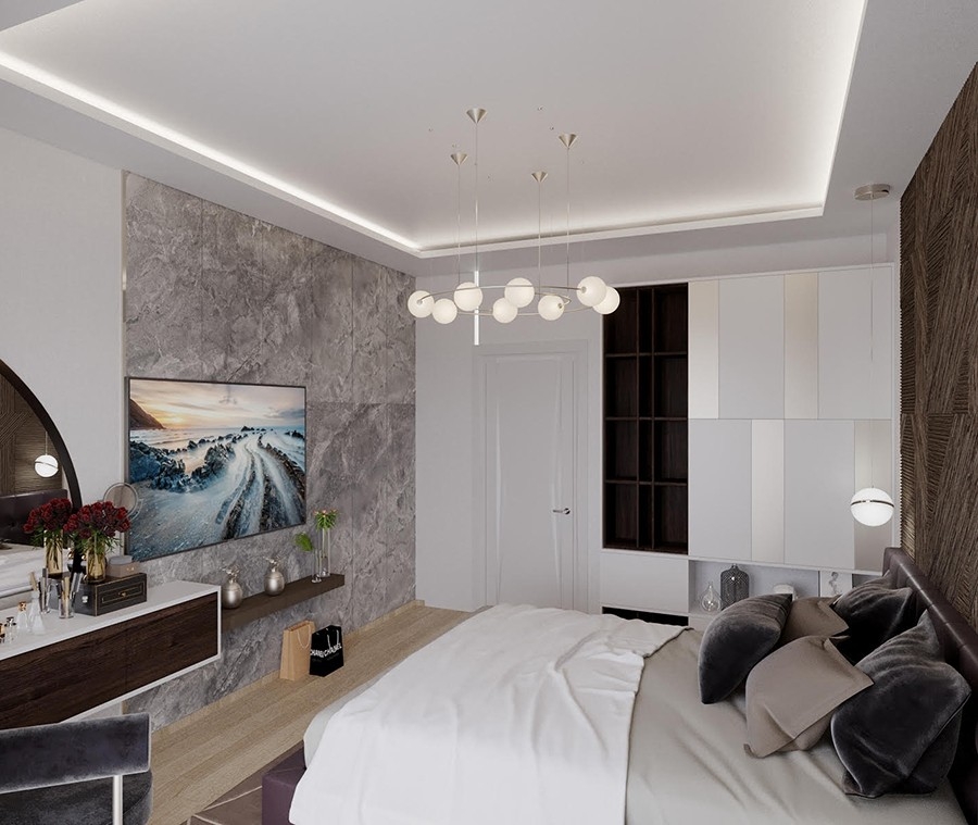 Luxuriöses 1+1 Apartment mit Meerblick und Bergblick, Alanya