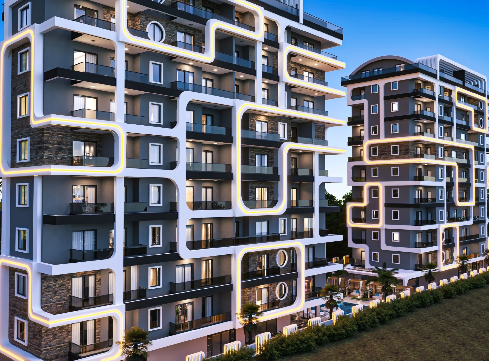 Luxuriöses 1+1 Apartment mit Meerblick, Burg- und Bergblick