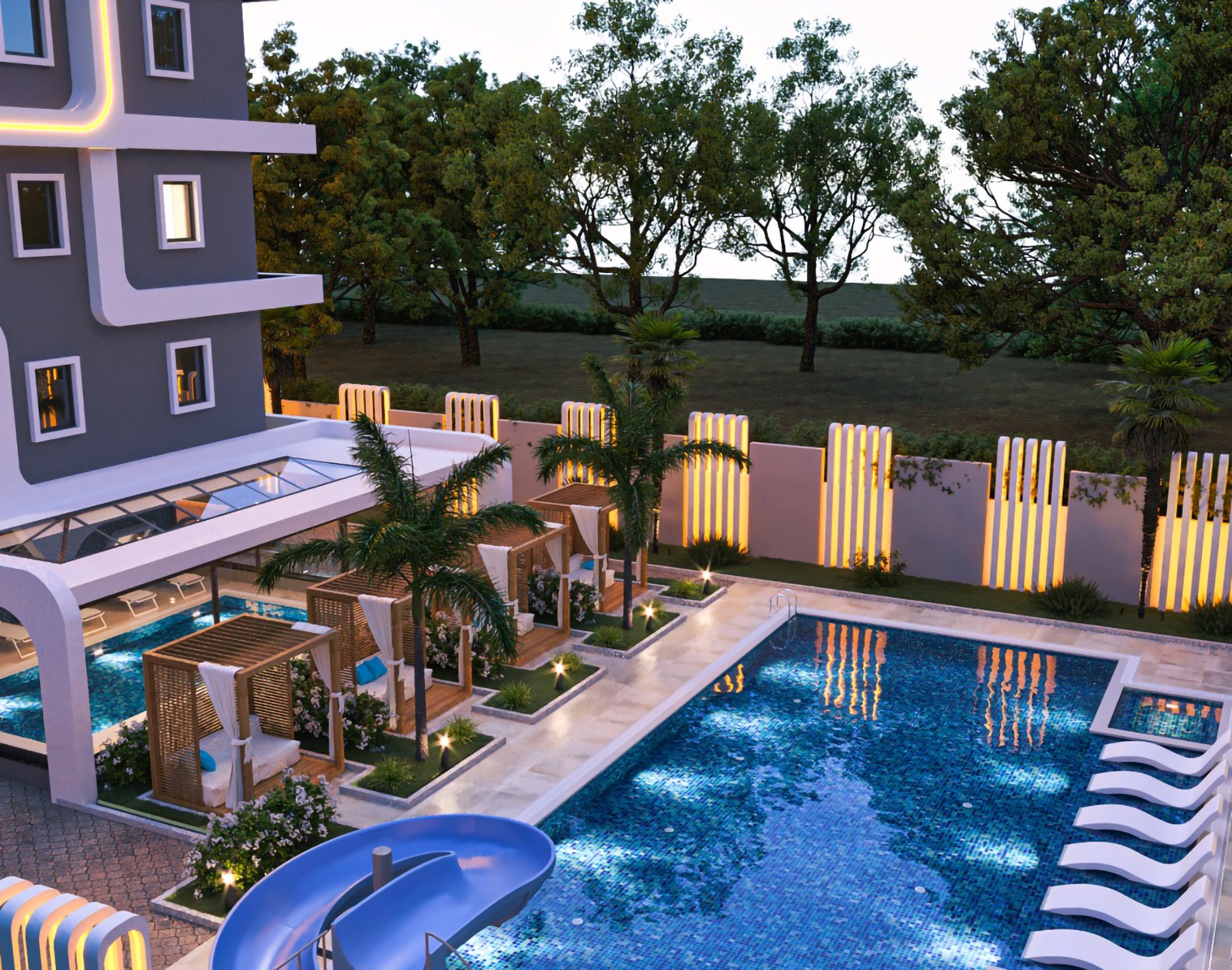 Luxuriöses 1+1 Apartment mit Meerblick, Burg- und Bergblick