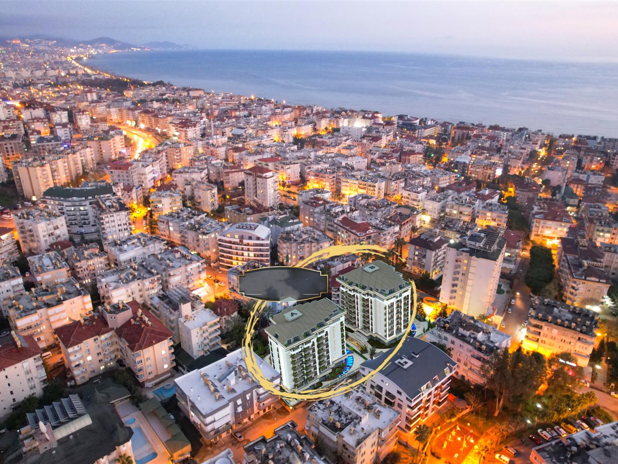 Luxury 1+1 Apartment with Sea, Castle, and Mountain Views in Alanya Center