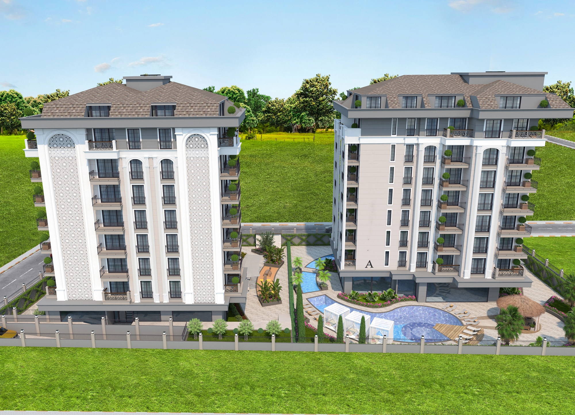Luxury 1+1 Apartment with Sea, Castle, and Mountain Views in Alanya Center