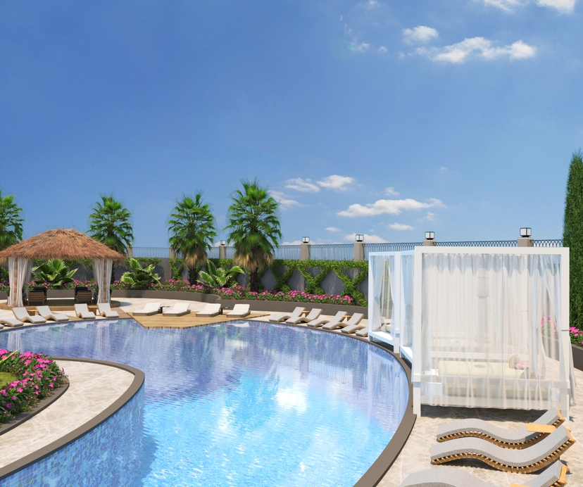 Luxury 1+1 Apartment with Sea, Castle, and Mountain Views in Alanya Center