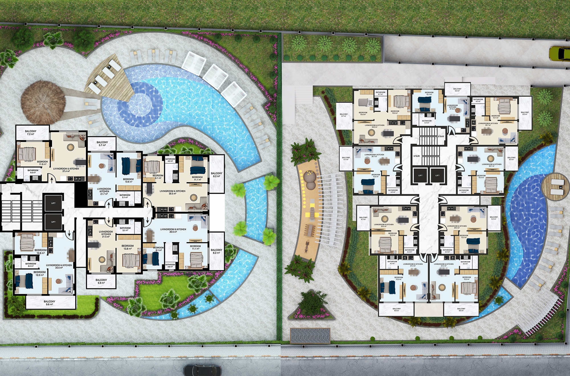 Luxury 1+1 Apartment with Sea, Castle, and Mountain Views in Alanya Center