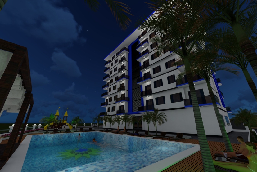 Havudsigt 1+1 Lejlighed i Avsallar, Alanya