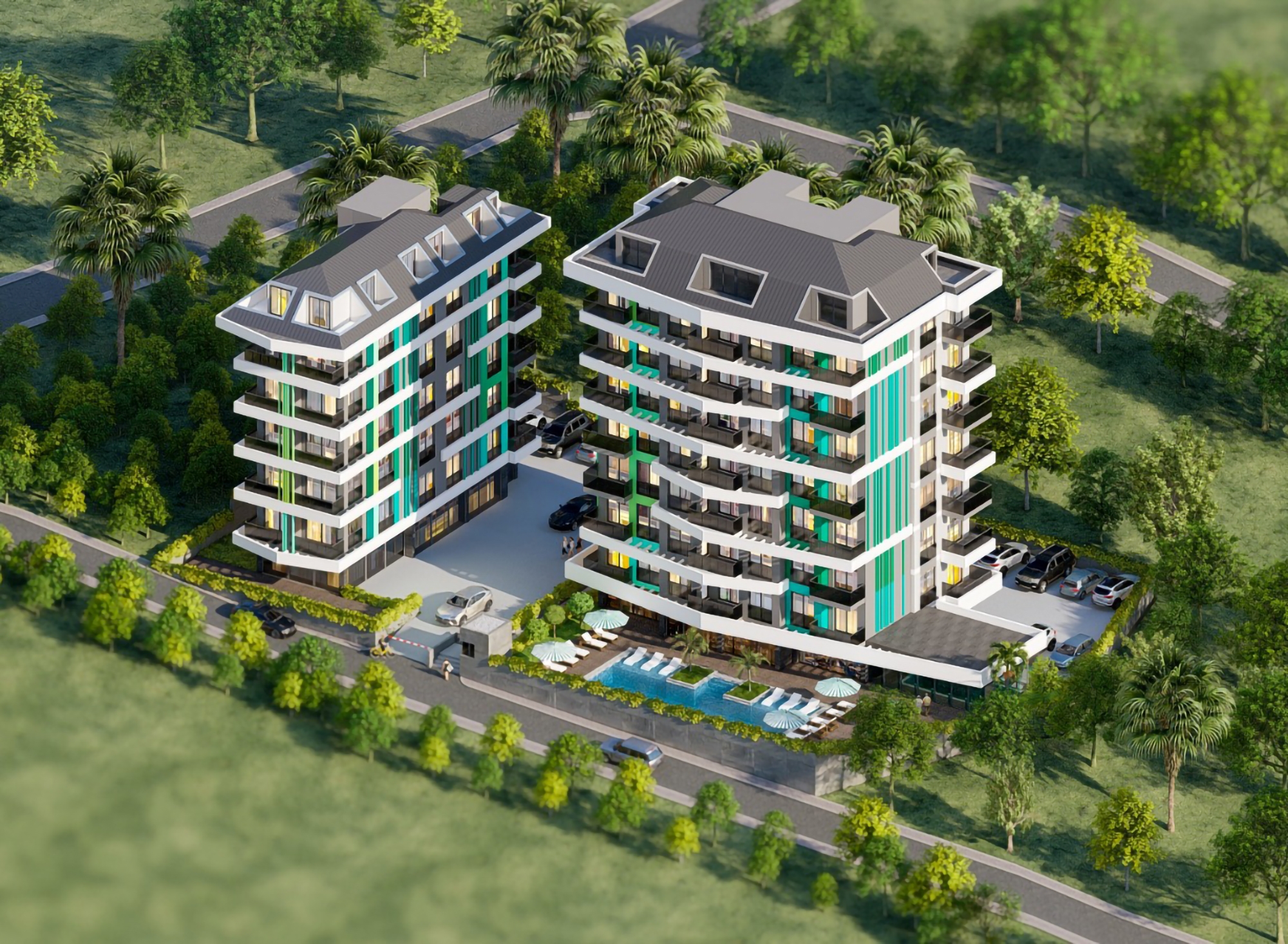 Luxuriöse 2+1 Wohnung mit Meerblick und Bergblick in Alanya Avsallar