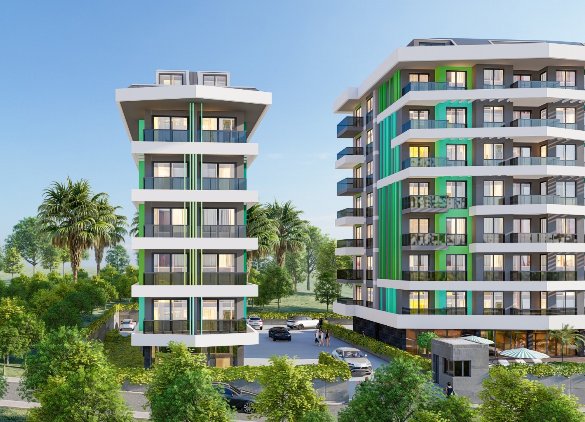 Luxuriöse 2+1 Wohnung mit Meerblick und Bergblick in Alanya Avsallar