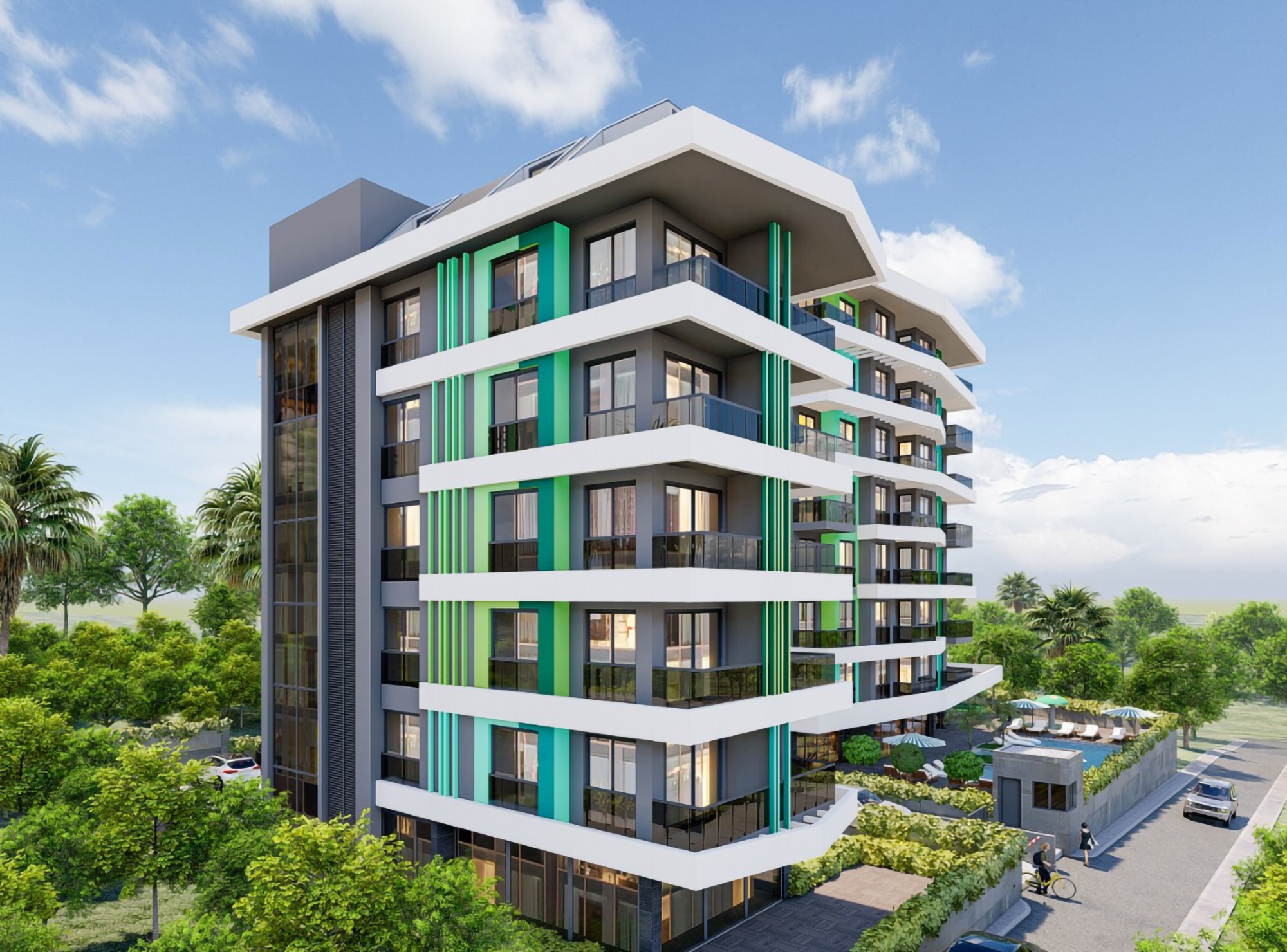 Luxuriöse 2+1 Wohnung mit Meerblick und Bergblick in Alanya Avsallar