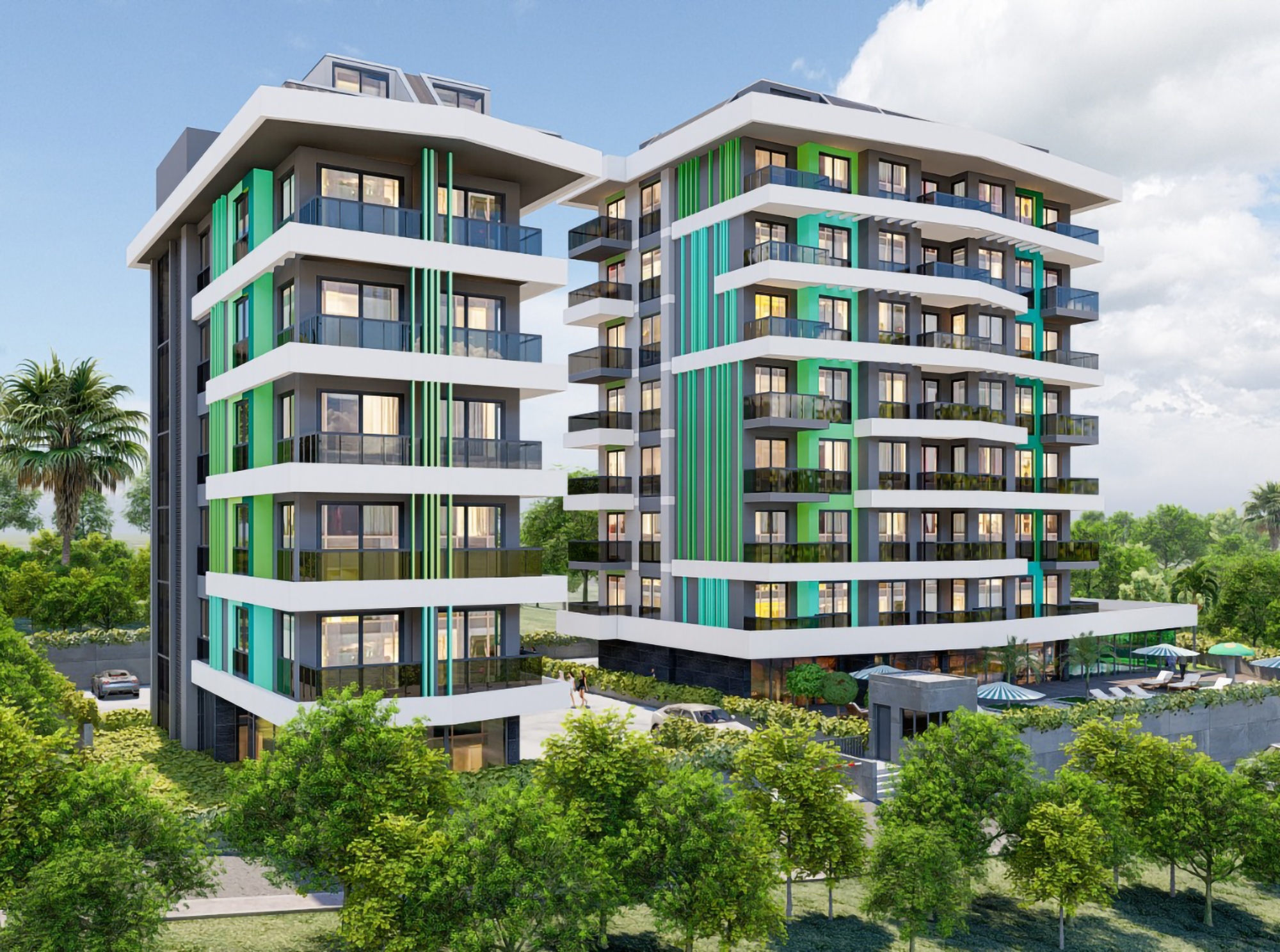 Luxuriöse 2+1 Wohnung mit Meerblick und Bergblick in Alanya Avsallar