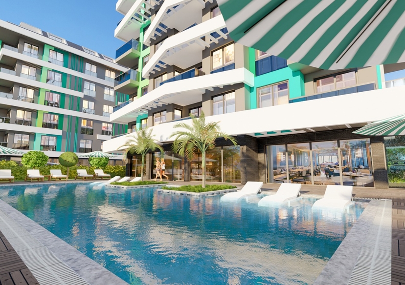 Luxuriöse 2+1 Wohnung mit Meerblick und Bergblick in Alanya Avsallar
