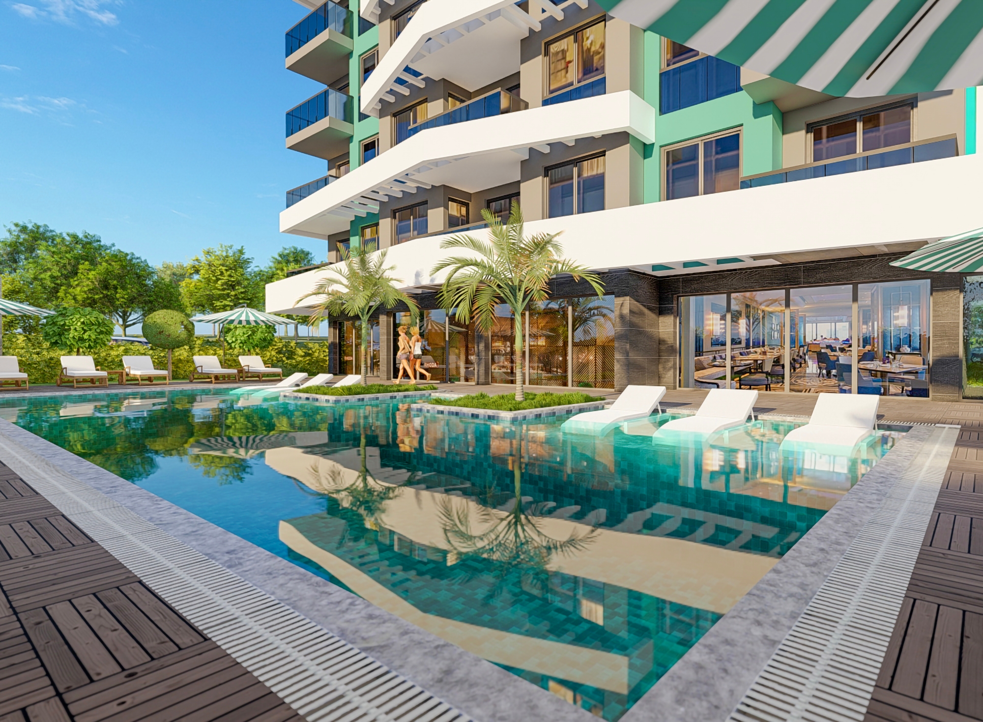 Luxuriöse 2+1 Wohnung mit Meerblick und Bergblick in Alanya Avsallar