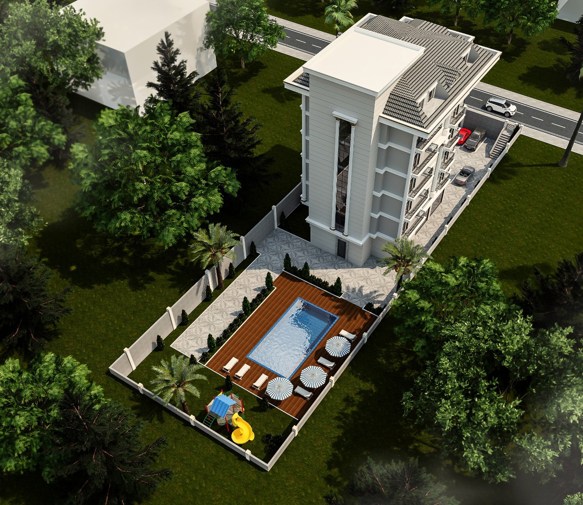 Sea and Mountain View 2+1 Garden Floor with Pool and Fitness, Alanya-Kestel