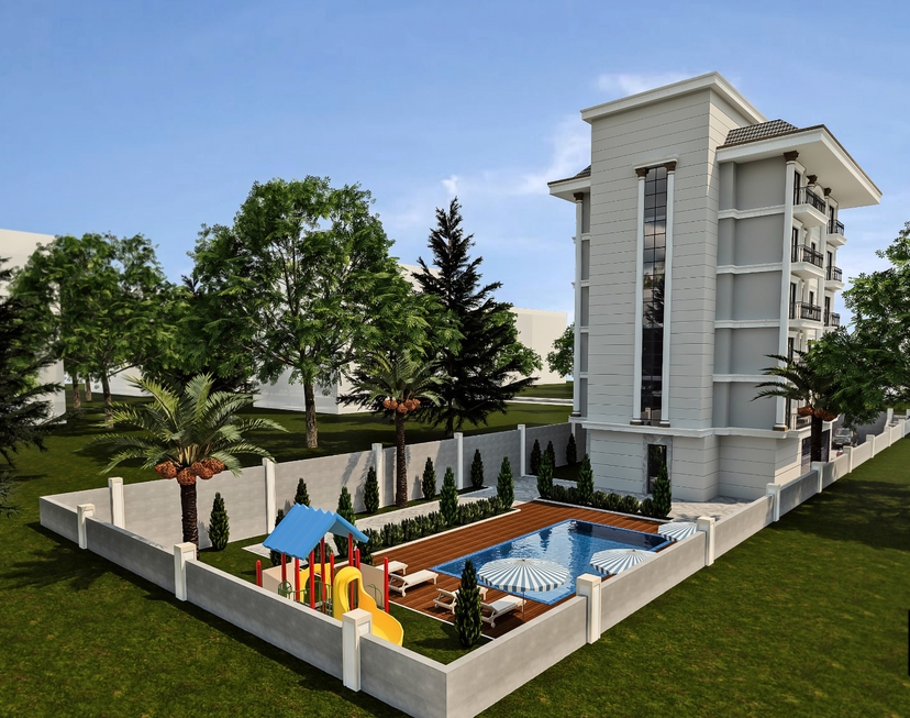Sea and Mountain View 2+1 Garden Floor with Pool and Fitness, Alanya-Kestel
