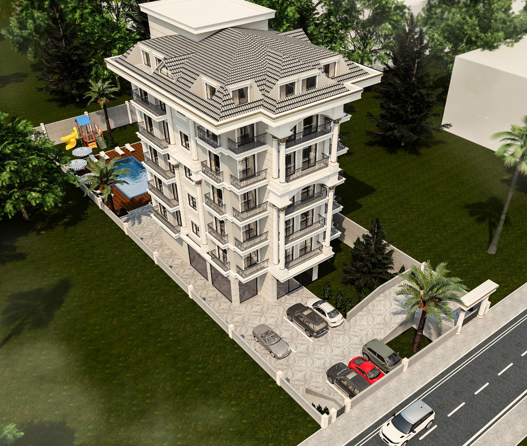 Sea and Mountain View 2+1 Garden Floor with Pool and Fitness, Alanya-Kestel