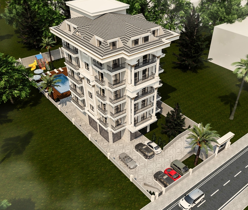 Sea and Mountain View 2+1 Garden Floor with Pool and Fitness, Alanya-Kestel