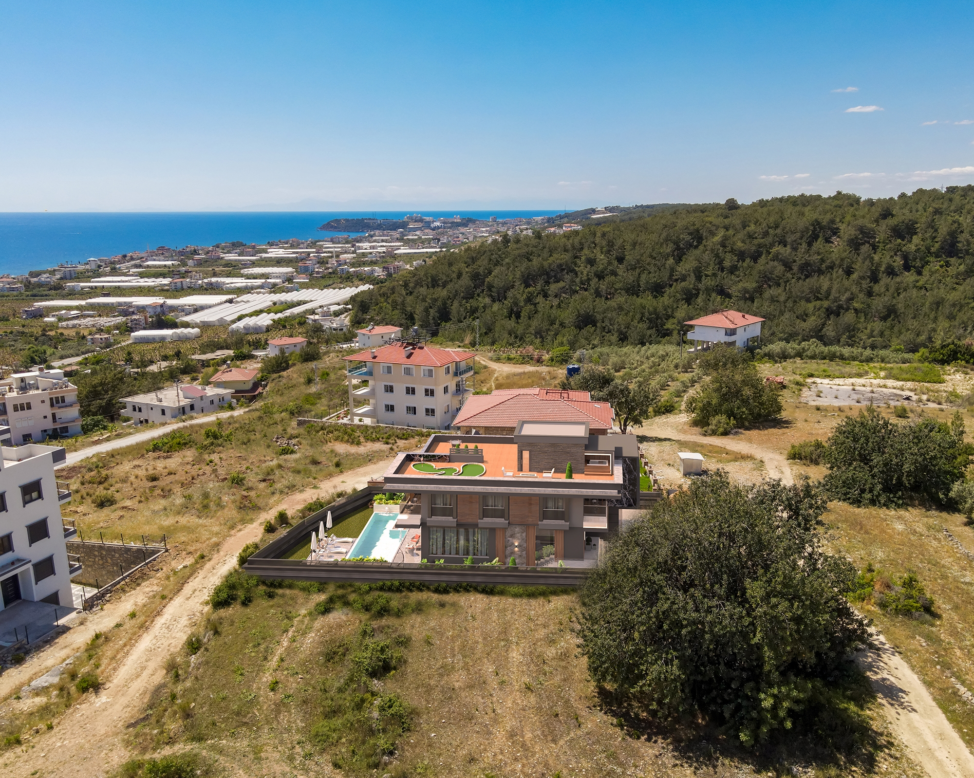 Lyxig 5+1 Villa med Hav och Bergsutsikt i Alanya - Incekum