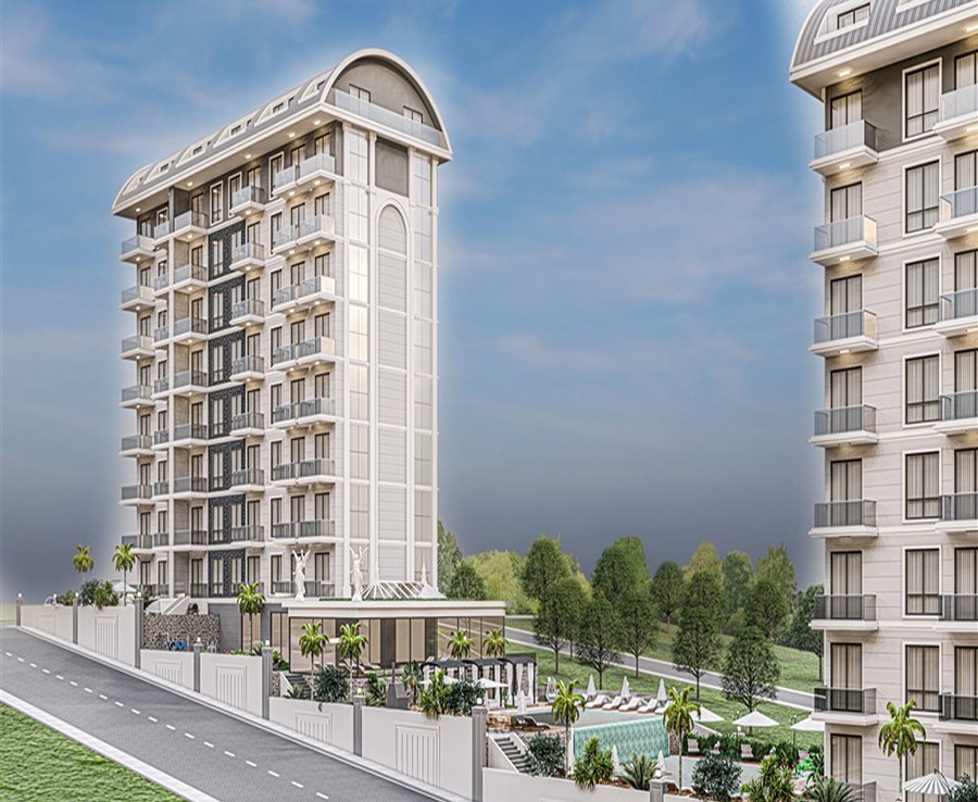 Luxuriöses 1+1 Apartment mit Meerblick und Bergblick in Payallar, Alanya