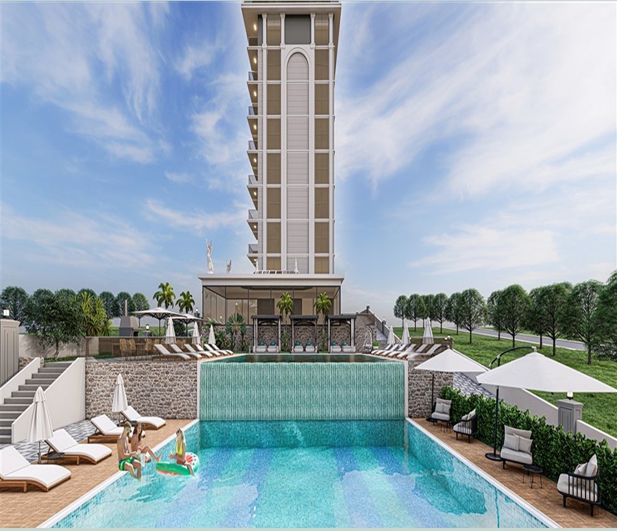 Luxuriöses 1+1 Apartment mit Meerblick und Bergblick in Payallar, Alanya