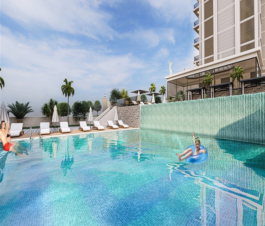 Luxuriöses 1+1 Apartment mit Meerblick und Bergblick in Payallar, Alanya