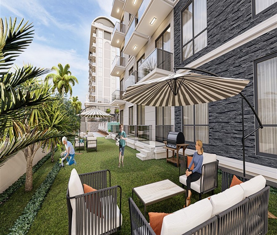 Luxuriöses 1+1 Apartment mit Meerblick und Bergblick in Payallar, Alanya