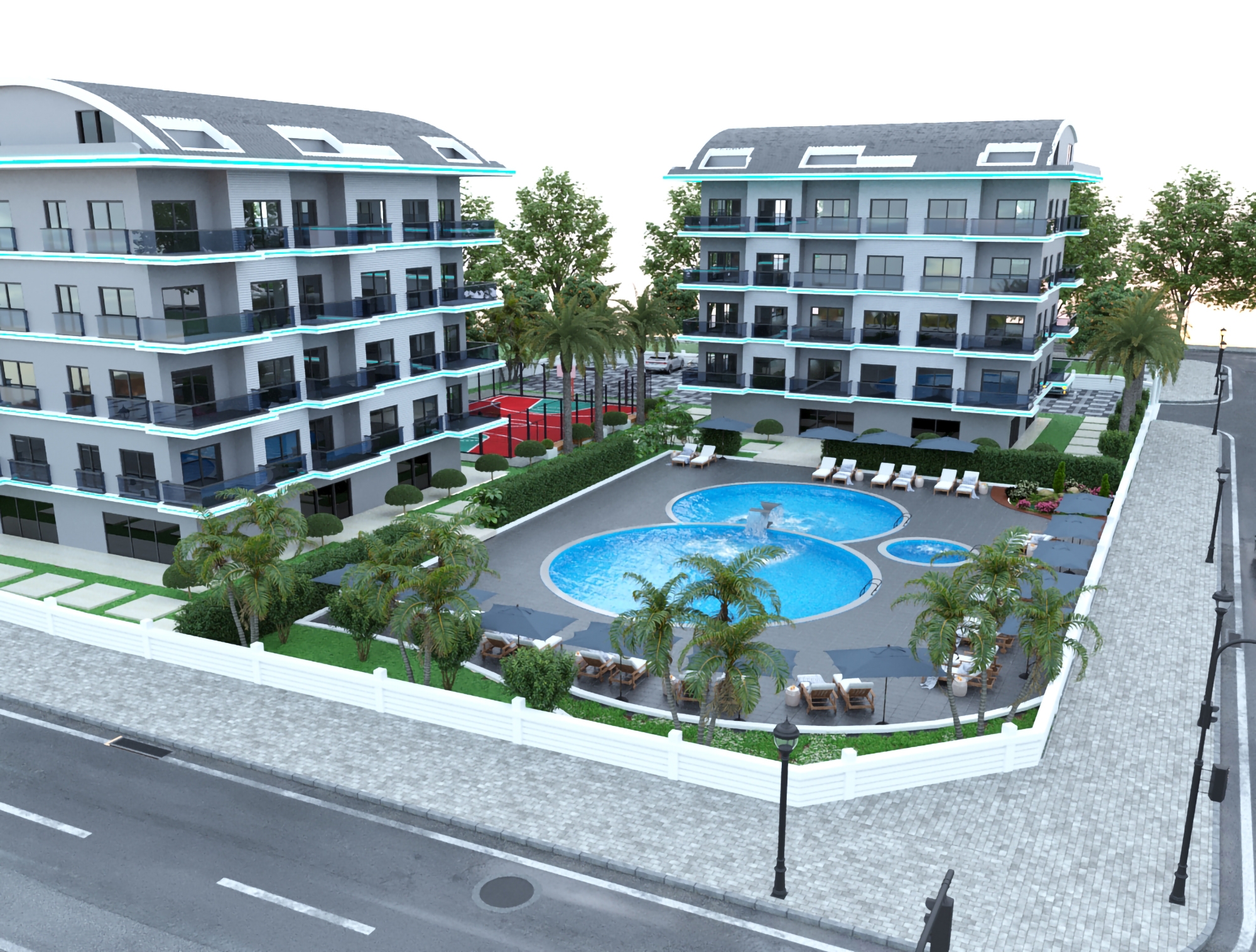 Luxuriöse 1+1 Wohnung mit Meerblick und Bergblick in Alanya-Incekum