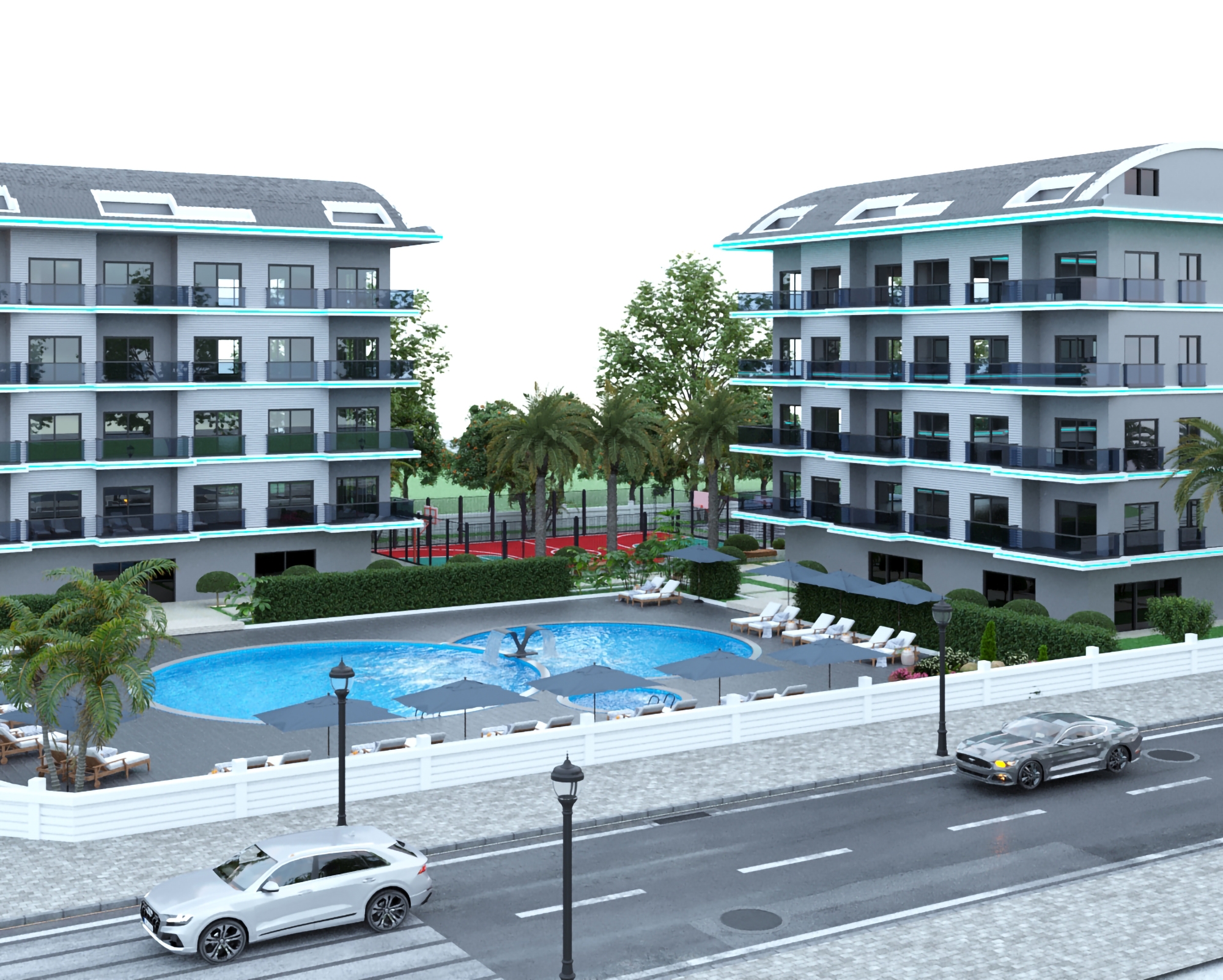 Luxuriöse 1+1 Wohnung mit Meerblick und Bergblick in Alanya-Incekum