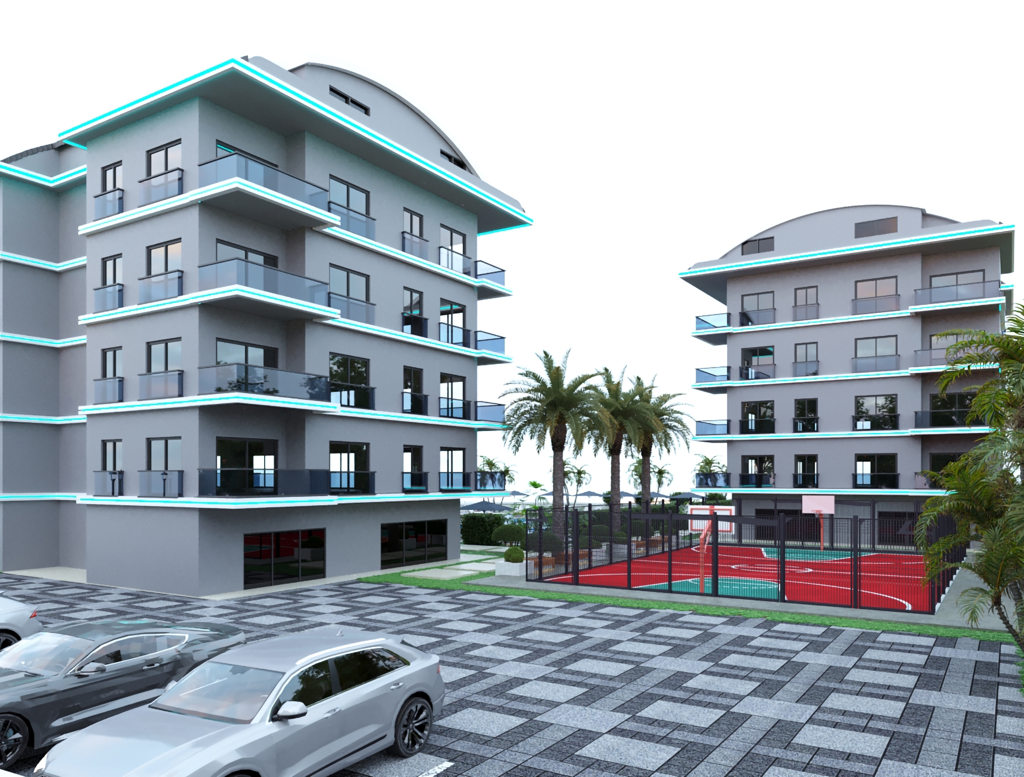 Luxuriöse 1+1 Wohnung mit Meerblick und Bergblick in Alanya-Incekum
