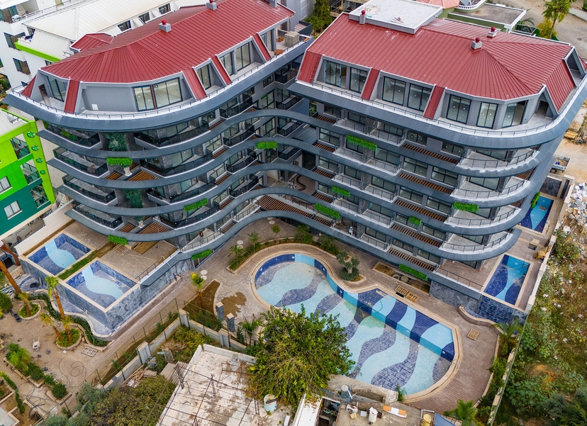 Luksus 1+1 Lejlighed med Hav- og Slotsudsigt i Kestel, Alanya