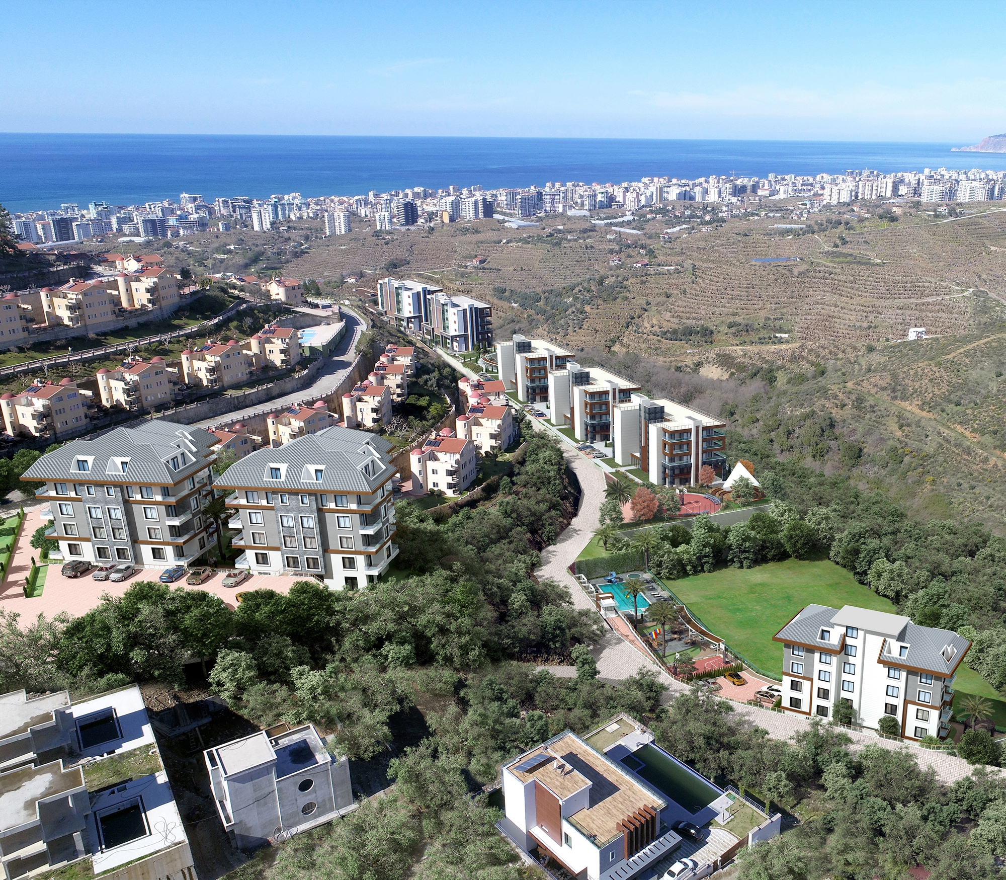 Ylellinen 1+1 huoneisto vuoristo- ja merinäköalalla, Alanya - Kargicak