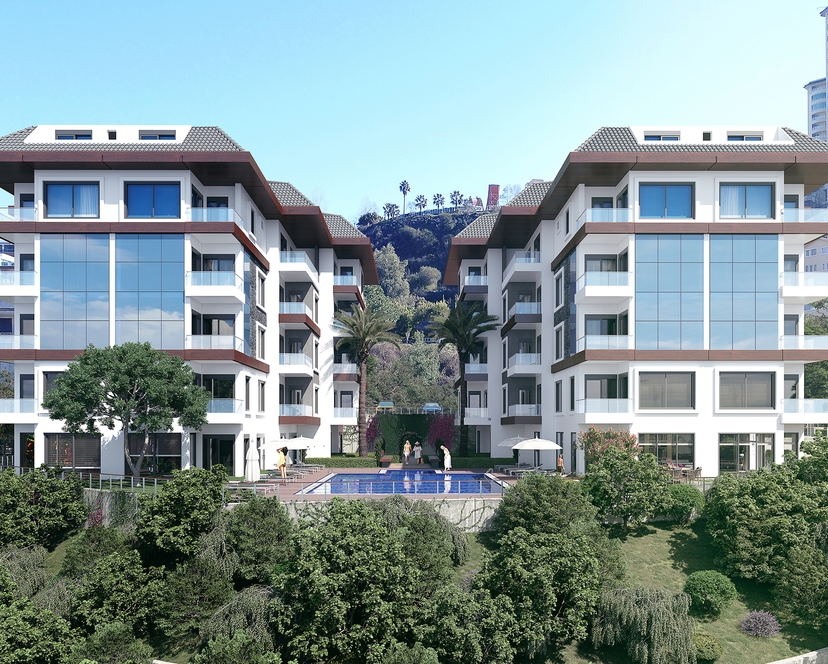 Ylellinen 1+1 huoneisto vuoristo- ja merinäköalalla, Alanya - Kargicak