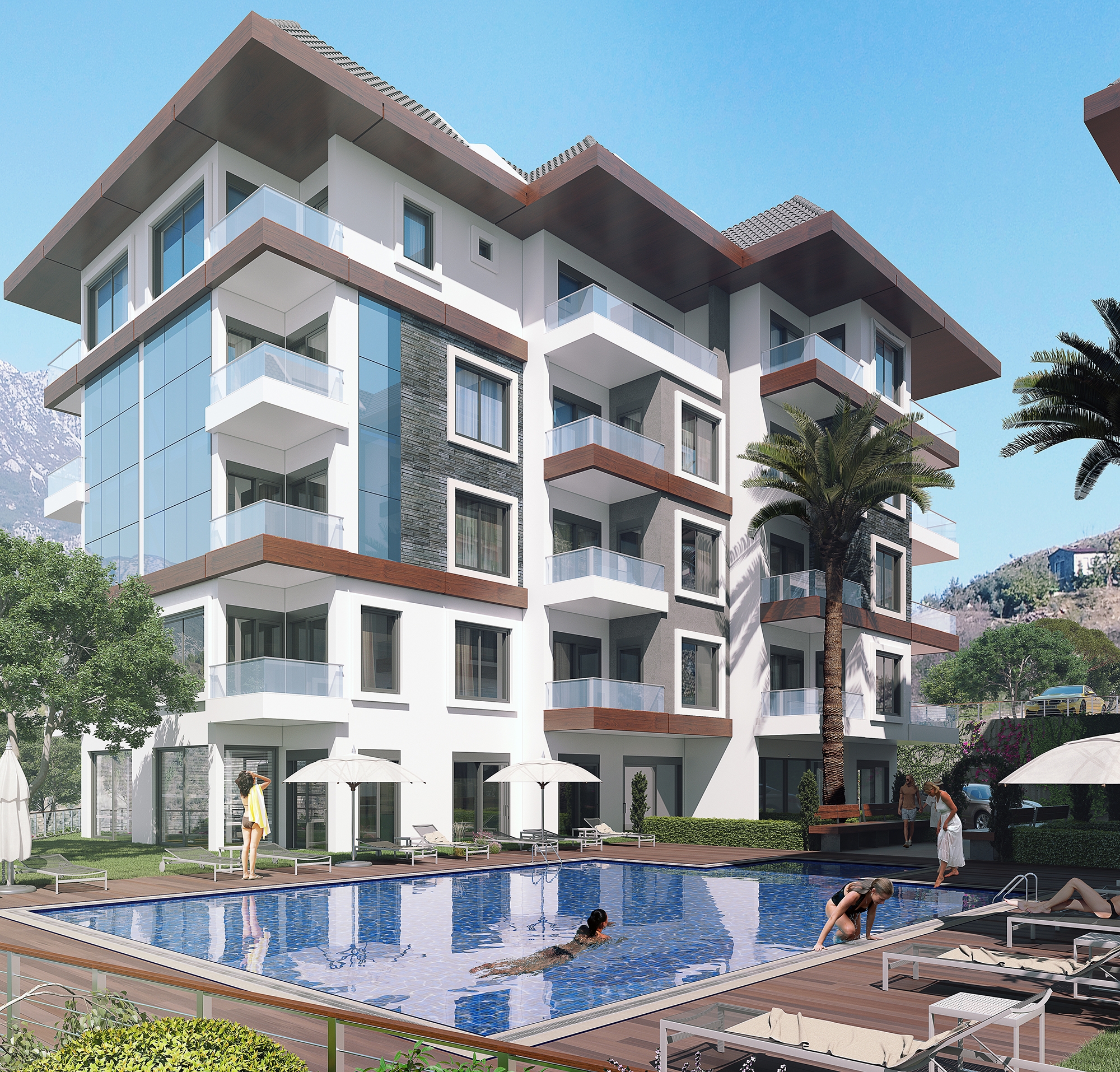 Ylellinen 1+1 huoneisto vuoristo- ja merinäköalalla, Alanya - Kargicak