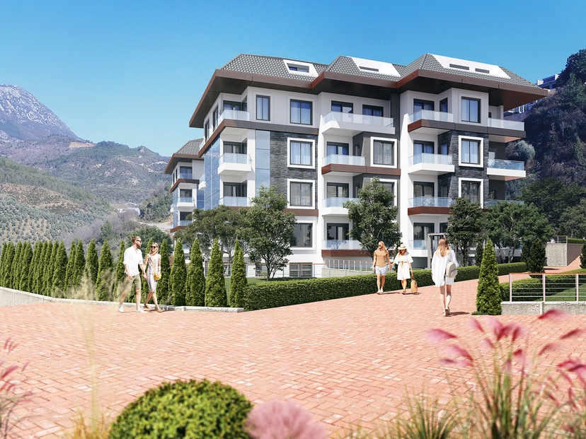 Ylellinen 1+1 huoneisto vuoristo- ja merinäköalalla, Alanya - Kargicak