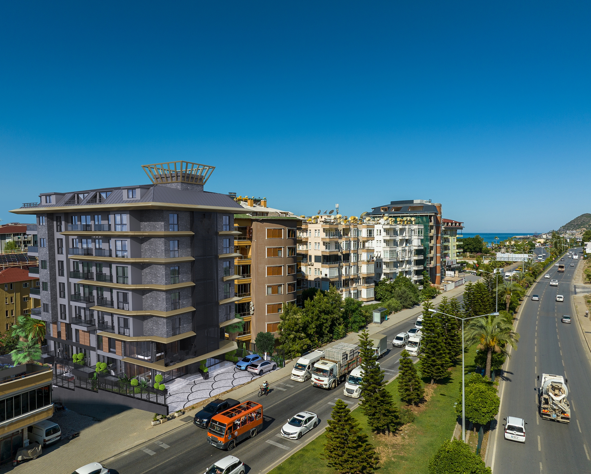 Luxuriöse 1+1 Wohnung mit Meerblick und Bergblick