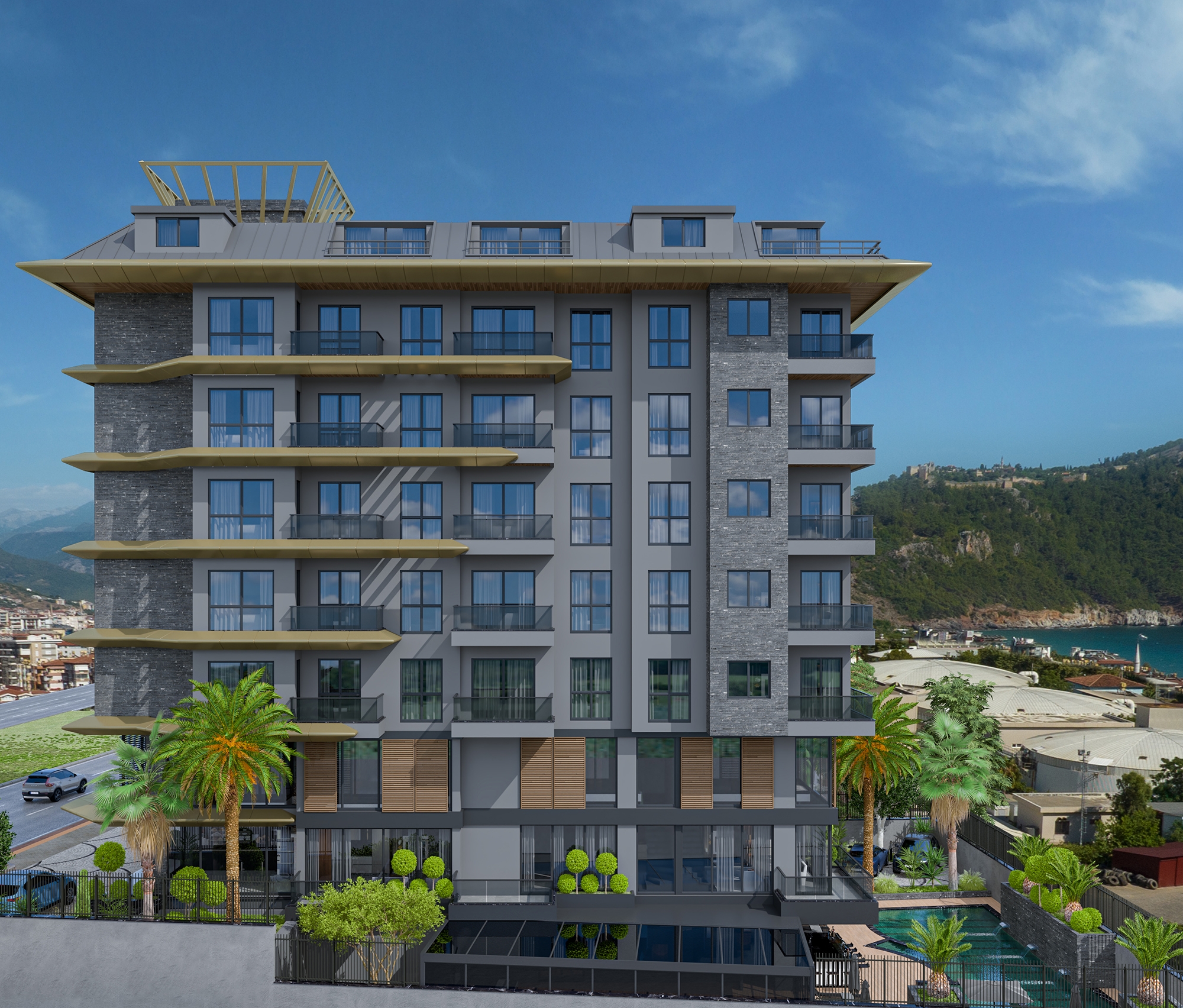 Luxuriöse 1+1 Wohnung mit Meerblick und Bergblick
