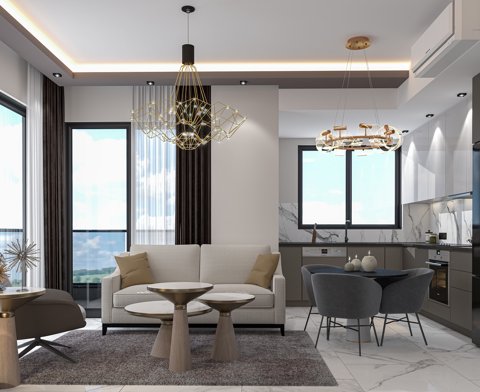Luxuriöse 1+1 Wohnung mit Meerblick und Bergblick