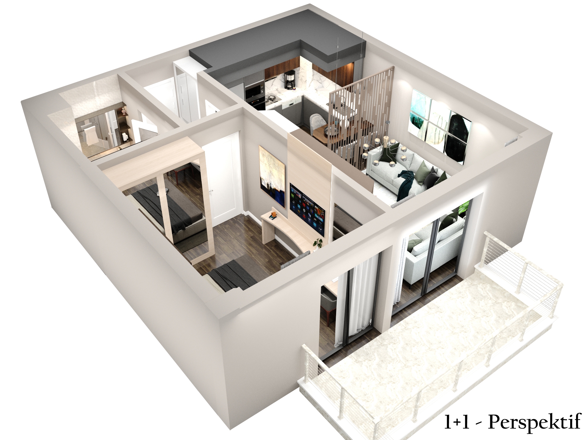 Luxury 1+1 Apartment with Sea and Mountain Views in Demirtas