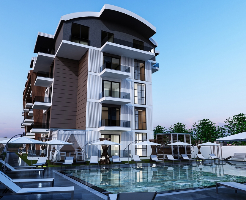 Moderne 1+1 Leilighet med Fjellutsikt i Gazipasa, Alanya