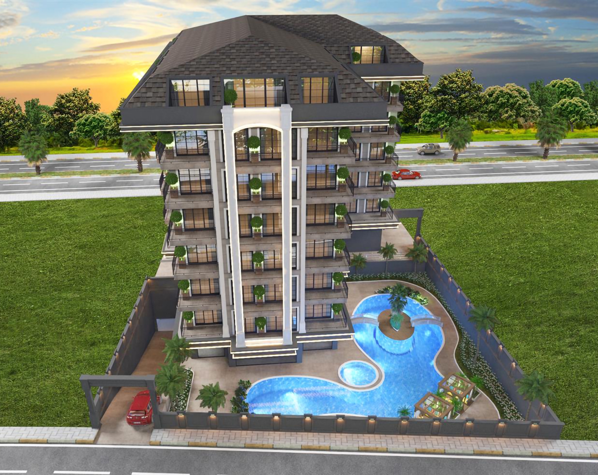 Stilvolles 1+1 Apartment mit Meerblick in Alanya Zentrum