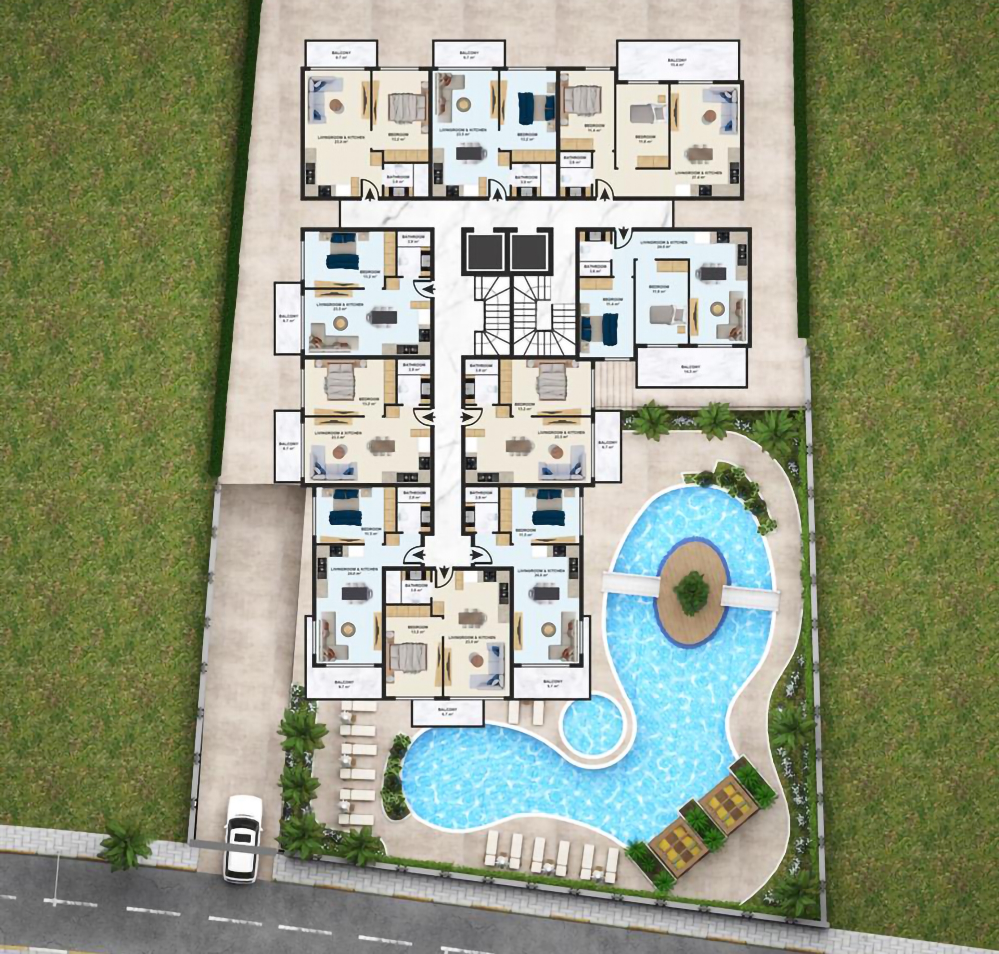 Stilvolles 1+1 Apartment mit Meerblick in Alanya Zentrum