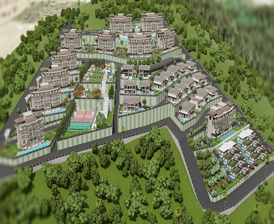 Luxuriöses 1+1 Apartment mit Meerblick und Bergblick, Alanya - Kargicak