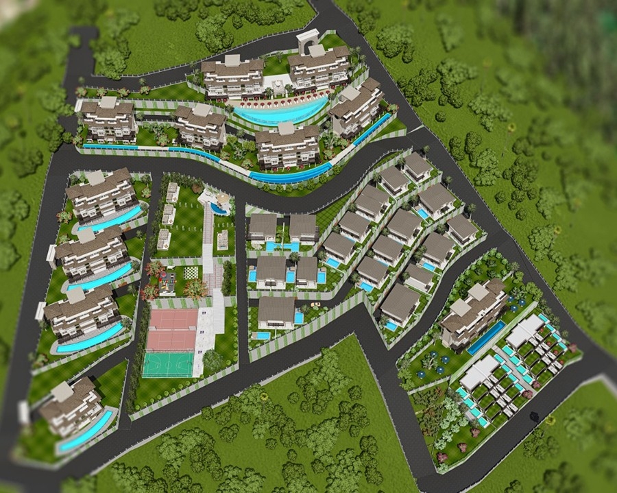 Luxuriöses 1+1 Apartment mit Meerblick und Bergblick, Alanya - Kargicak