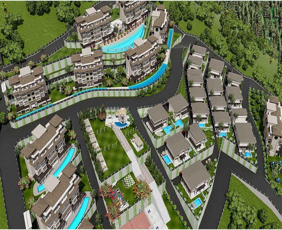 Luxuriöses 1+1 Apartment mit Meerblick und Bergblick, Alanya - Kargicak